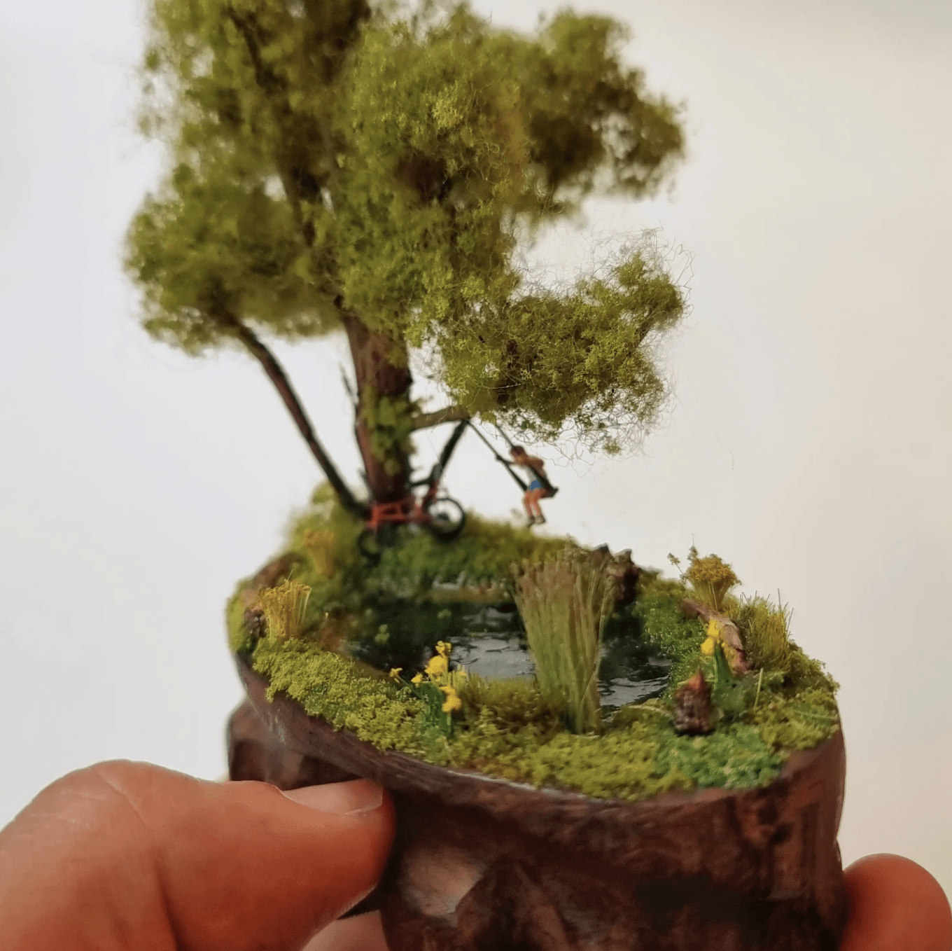 Boy on a swing miniature diorama — Workshop Originals fantasy & whimsical