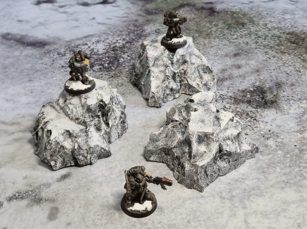 Handcrafted ice world terrain rocks for wargaming